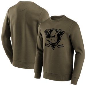 Anaheim Ducks Iconic Preferred Logo Graphic Crew Sweatshirt - Khaki - Mens