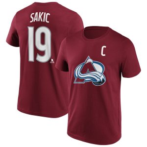 Colorado Avalanche Iconic Name & Number Graphic T-Shirt - Claret - Sakic 19 - Mens