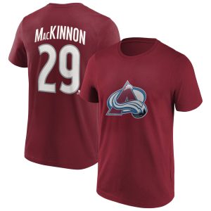 Colorado Avalanche Iconic Name & Number Graphic T-Shirt - Claret - Nathan MackKinnon 29 - Mens