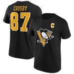 Pittsburgh Penguins Iconic Name & Number Graphic T-Shirt - Black - Sidney Crosby 87 - Mens