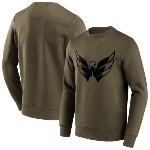 Washington Capitals Iconic Preferred Logo Graphic Crew Sweatshirt - Khaki - Mens