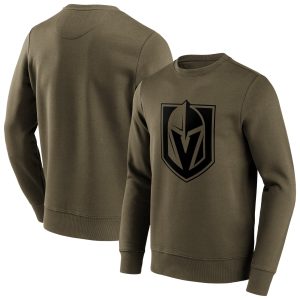 Vegas Golden Knights Iconic Preferred Logo Graphic Crew Sweatshirt - Khaki - Mens