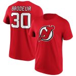 New Jersey Devils Iconic Name & Number Graphic T-Shirt - Red - Brodeur 30 - Mens