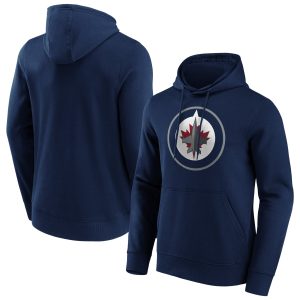 Winnipeg Jets Iconic Primary Colour Logo Graphic Hoodie - Navy - Mens