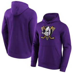 Anaheim Ducks Iconic Secondary Colour Logo Graphic Hoodie - Purple - Mens