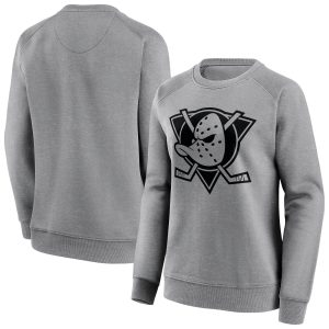 Anaheim Ducks Iconic Mono Logo Graphic Crew Sweatshirt - Sports Grey - Womens