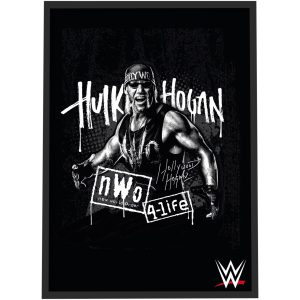 WWE Hulk Hogan Black and White Graphic Poster - Framed A3