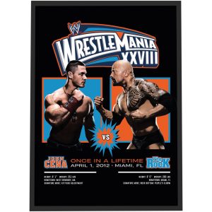 WWE John Cena The Rock WrestleMania Graphic Poster - Framed A3