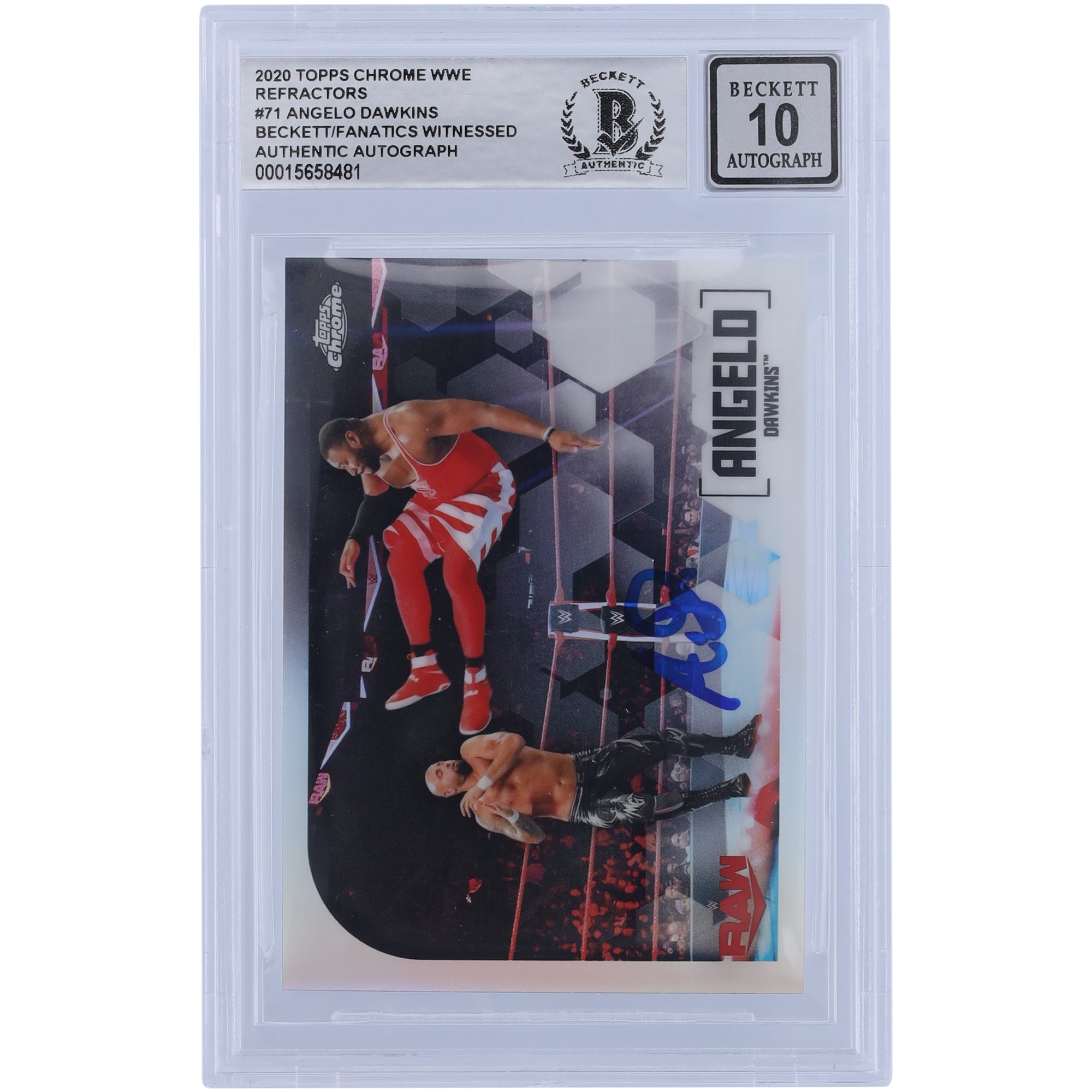 Angelo Dawkins WWE Autographed 2020 Topps Chrome Refractors #71 Beckett Fanatics Witnessed Authenticated 10 Card Angelo Dawkins WWE Autographed 2020 Topps Chrome Refractors #71 Beckett Fanatics Witnessed Authenticated 10 Card