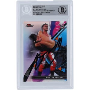 Austin Theory WWE Autographed 2021 Topps Finest Refractors Black Ink #77 Beckett Fanatics Witnessed Authenticated Card Austin Theory WWE Autographed 2021 Topps Finest Refractors Black Ink #77 Beckett Fanatics Witnessed Authenticated Card