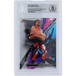 Austin Theory WWE Autographed 2021 Topps Finest Black Ink #77 Beckett Fanatics Witnessed Authenticated Card Austin Theory WWE Autographed 2021 Topps Finest Black Ink #77 Beckett Fanatics Witnessed Authenticated Card