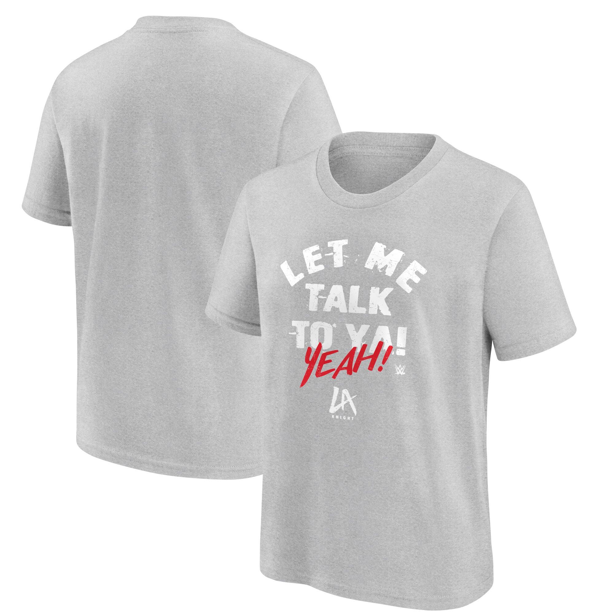 WWE LA Knight Let Me Talk To Ya Text T-Shirt – Sports Grey – Youth WWE LA Knight Let Me Talk To Ya Text T-Shirt - Sports Grey - Youth