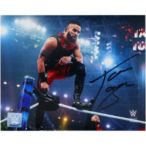 Tama Tonga WWE Autographed 8" x 10" Standing On Top Rope Photograph