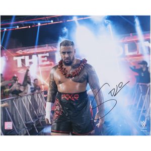 Solo Sikoa WWE Autographed 16″ x 20″ Entrance Wearing Ula Fala Photograph Solo Sikoa WWE Autographed 16" x 20" Entrance Wearing Ula Fala Photograph
