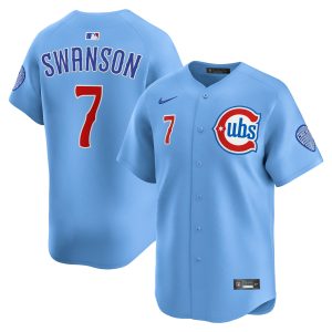 Chicago Cubs Nike MLB Limited Alternate 2 Jersey - Baby Blue - Dansby Swanson - Mens