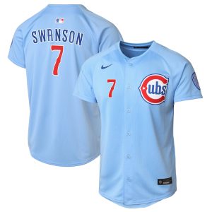 Chicago Cubs Nike MLB Limited Alternate 2 Jersey - Baby Blue - Dansby Swanson - Youth
