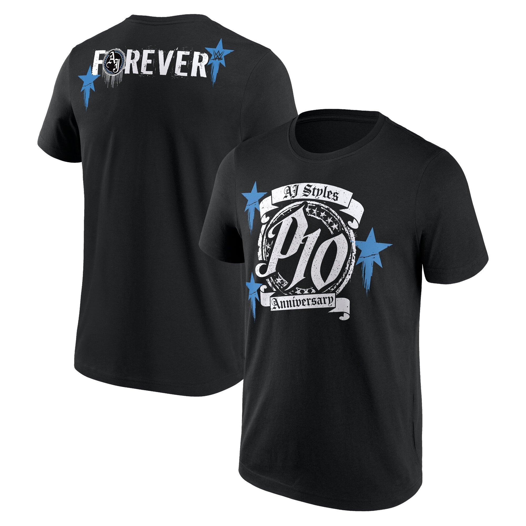 WWE AJ Styles Anniversary T-Shirt – Black – Mens WWE AJ Styles Anniversary T-Shirt - Black - Mens