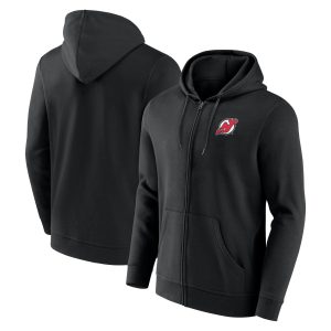 New Jersey Devils Primary Logo Full Zip Hoodie - Mens