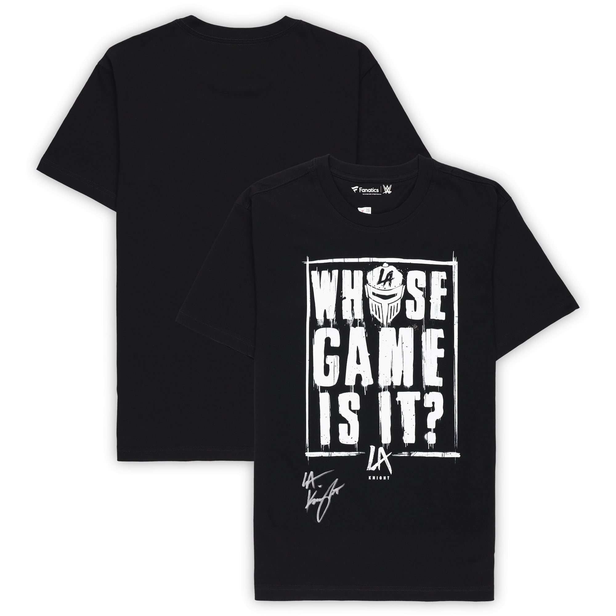 WWE LA Knight Autographed Whose Game Is It T-Shirt WWE LA Knight Autographed Whose Game Is It T-Shirt