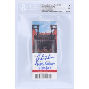Jordan Walker St. Louis Cardinals Autographed MLB Debut Beckett Fanatics Witnessed Authenticated 9/10 Ticket from March 30