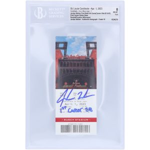 Jordan Walker St. Louis Cardinals Autographed 1st Multi-Hit & First Stolen Base Beckett Fanatics Witnessed Authenticated 8/10 Ticket from April 1