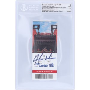 Jordan Walker St. Louis Cardinals Autographed 1st Multi-Hit & First Stolen Base Beckett Fanatics Witnessed Authenticated 9/10 Ticket from April 1