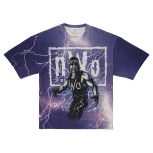 Men's WWE x John Geiger  Purple Hulk Hogan  nWo Lightning T-Shirt