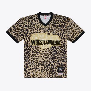 Men's Mitchell & Ness Gold WrestleMania 42 Cheetah Print Legacy Jersey
