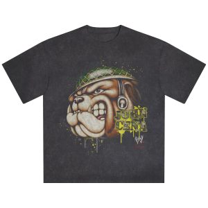 Men’s Black John Cena Snow Wash Bulldog Boxy T-Shirt Men's Black John Cena Snow Wash Bulldog Boxy T-Shirt