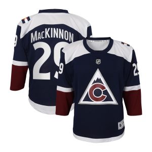 Colorado Avalanche Fanatics Replica Alternate Jersey - Black - Nathan MacKinnon - Youth