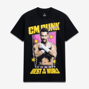 Men's Ripple Junction Black CM Punk Vintage Best in the World Graphic T-Shirt