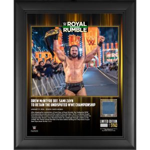 Drew McIntyre WWE Framed 13" x 16" 2026 Royal Rumble Collage with a Piece of Match-Used Canvas - Limited Edition of 500