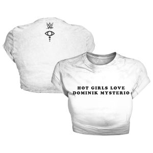 Women's White Liv Morgan Hot Girls Love Dominik Mysterio Baby Cropped T-Shirt
