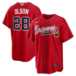 Atlanta Braves Nike MLB Replica Alternate 2 Jersey - Red - Matt Olson - Mens