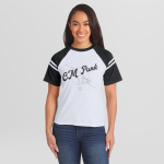 Women's WEAR by Erin Andrews White CM Punk Striped Raglan T-Shirt