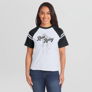 Women's WEAR by Erin Andrews White Rhea Ripley Striped Raglan T-Shirt