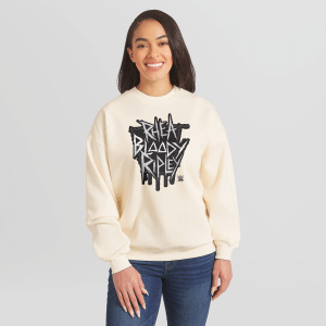 Women's WEAR by Erin Andrews Cream Rhea Ripley Oversized Sweatshirt