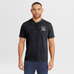 Men's Darius Rucker Collection by Fanatics Black WWE Logo Washed Henley T-Shirt