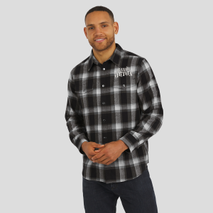Men's Darius Rucker Collection by Fanatics Black Randy Orton Flannel Plaid Full-Snap Shirt