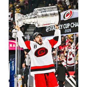 Logan Stankoven Carolina Hurricanes Unsigned 2026 Stanley Cup Champions Raising Cup Photograph