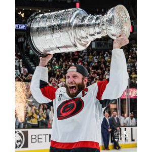 Jordan Staal Carolina Hurricanes Unsigned 2026 Stanley Cup Champions Raising Cup Photograph