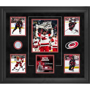 Seth Jarvis Carolina Hurricanes Autographed 2026 Stanley Cup Champions Framed 20" x 24" Collage with a Piece of Game-Used Net from the 2026 Stanley Cup Final - Limited Edition of 100