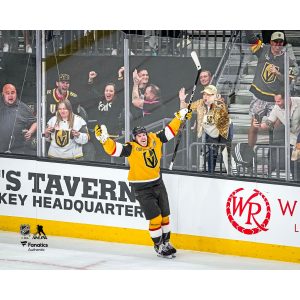 Mitch Marner Vegas Golden Knights Unsigned 2026 Stanley Cup Final Game 3 Hat Trick Celebration Photograph