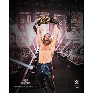 Sami Zayn Unsigned 2026 WWE Night of Champions Raising Undisputed Title Photograph