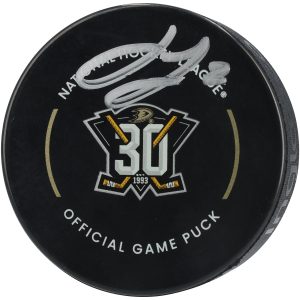 Jackson LaCombe Anaheim Ducks Autographed 30th Anniversary Official Game Puck