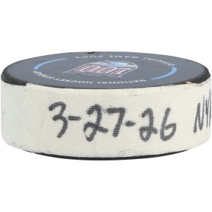 Alexis Lafreniere New York Rangers Game-Used Goal Puck from March 27