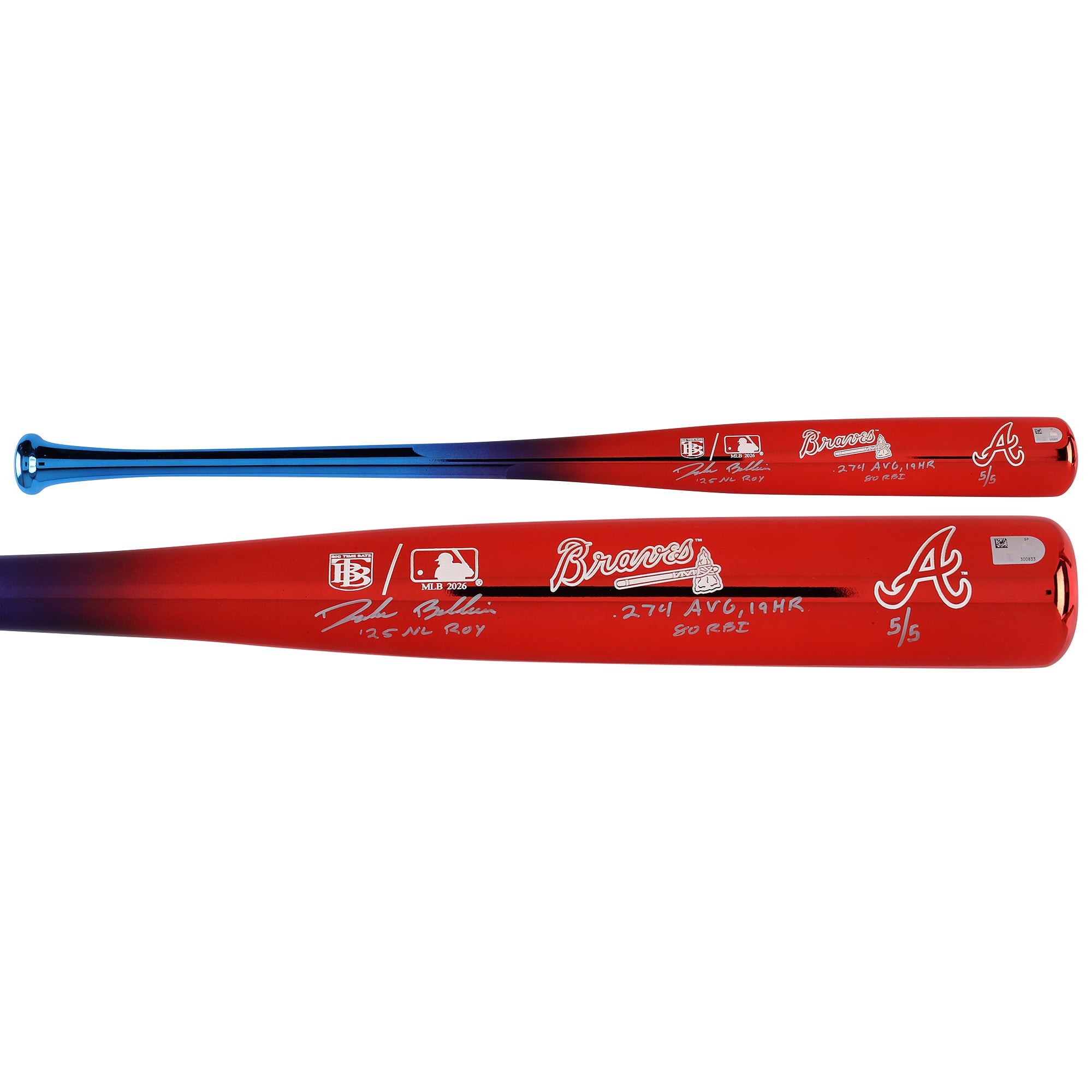 Drake Baldwin Atlanta Braves Autographed Big Time Bats Chrome Bat with Multiple Inscriptions – Limited Edition #5/5 Drake Baldwin Atlanta Braves Autographed Big Time Bats Chrome Bat with Multiple Inscriptions - Limited Edition #5/5