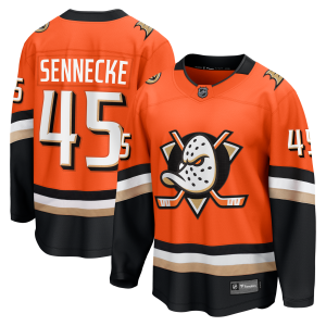 Anaheim Ducks Fanatics Home Breakaway Jersey - Orange - Beckett Sennecke - Mens
