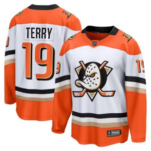 Anaheim Ducks Fanatics Road Breakaway Jersey - White - Troy Terry - Mens