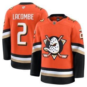 Anaheim Ducks Fanatics Home Premium Jersey - Orange - Jackson LaCombe - Mens